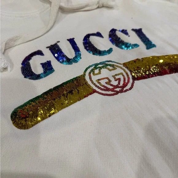Gucci Multicolor Logo Cream Hoodie - Picture 4 of 6